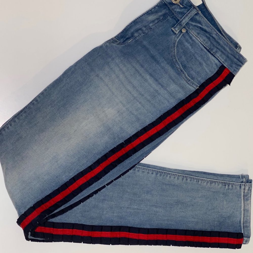 Navy and Red Gucci like Ribbon Skinny jeans
